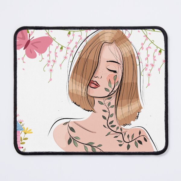 Item preview, Whimsical Floral Girl with Butterfly and Birdhouse designed and sold by Vega Ed.