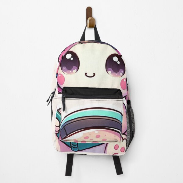 Item preview, Cute Kawaii Axolotl Cat Reading a Book with Headphones – Cozy Pastel Sticker designed and sold by Mitaudesign.