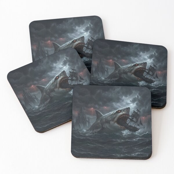 Item preview, Ancient Sea Monster - Colossal Shark Engulfing Ghost Ship designed and sold by MouradStudio.