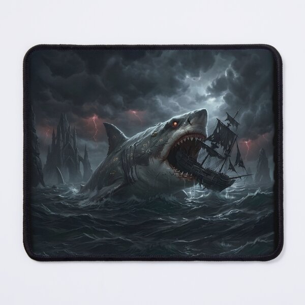 Item preview, Ancient Sea Monster - Colossal Shark Engulfing Ghost Ship designed and sold by MouradStudio.