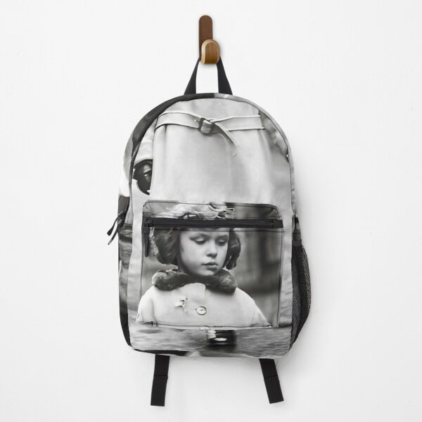 Item preview, Vintage little girl walking her kitten on a lash funny cute black and white photograph poster art print designed and sold by Astrid Arkhangelsky.