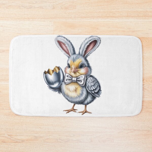 Item preview, Metallic Silver Gold Easter Chick with Rabbit Ears and Egg designed and sold by JediKittenWars.