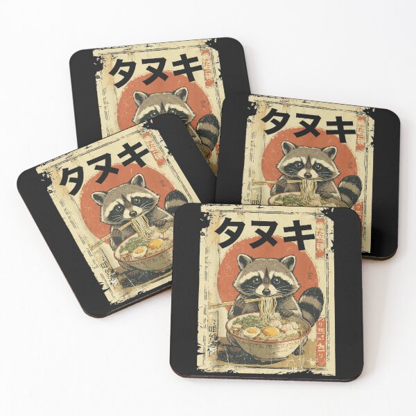 Item preview, Tanuki Raccoon Ramen Lover Vintage Japanese Food Art designed and sold by Bongocomic.