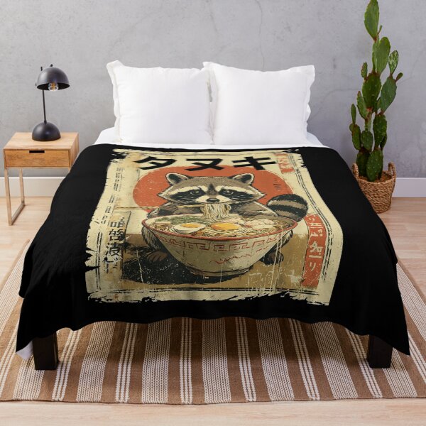 Item preview, Tanuki Raccoon Ramen Lover Vintage Japanese Food Art designed and sold by Bongocomic.