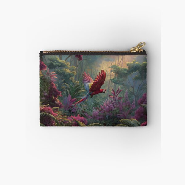 Item preview, A Scarlet Macaw flying through a lush rainforest canopy, Birds in Motion designed and sold by CDC40.
