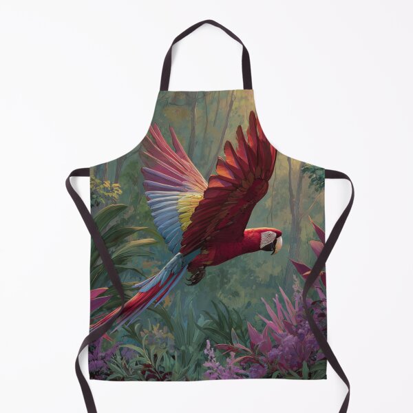 Item preview, A Scarlet Macaw flying through a lush rainforest canopy, Birds in Motion designed and sold by CDC40.