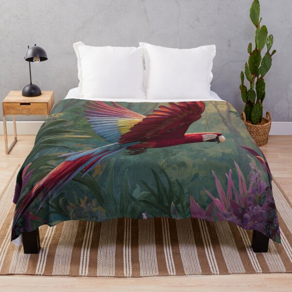 Item preview, A Scarlet Macaw flying through a lush rainforest canopy, Birds in Motion designed and sold by CDC40.