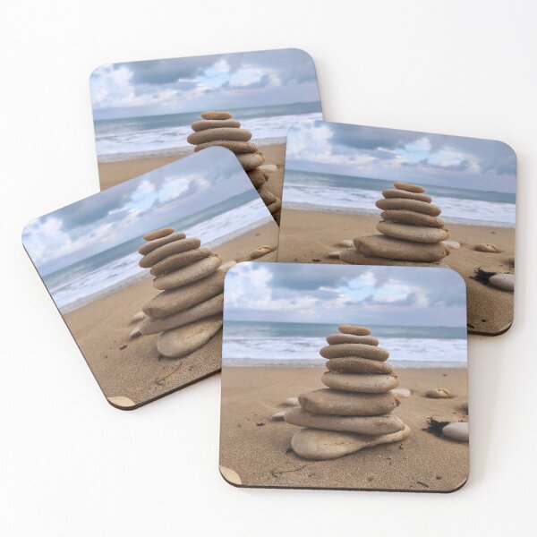 Item preview, Zen Stones on Beach Photography - Simple Calm Nature Art designed and sold by Kainicram.