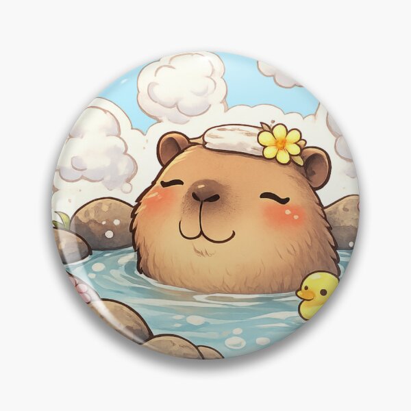 Item preview, Cute capybara bathing in hot spring  designed and sold by DoneAndDusted.