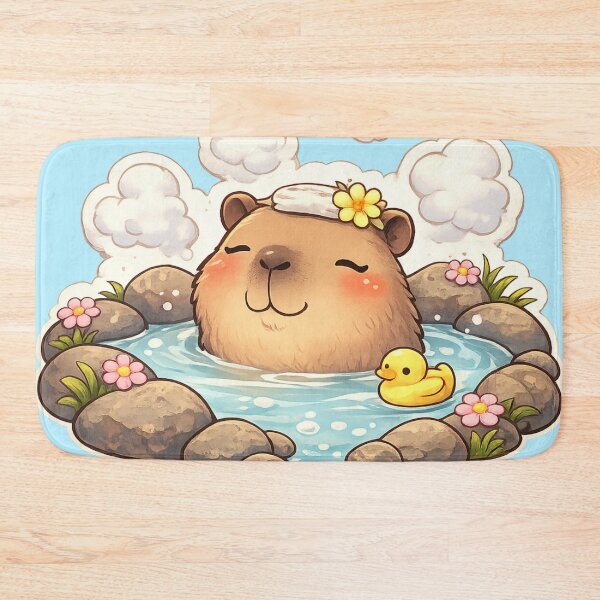 Item preview, Cute capybara bathing in hot spring  designed and sold by DoneAndDusted.
