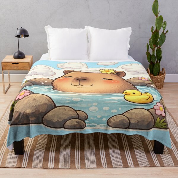 Item preview, Cute capybara bathing in hot spring  designed and sold by DoneAndDusted.
