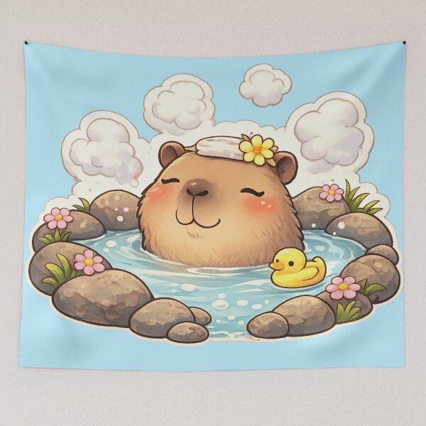 Item preview, Cute capybara bathing in hot spring  designed and sold by DoneAndDusted.