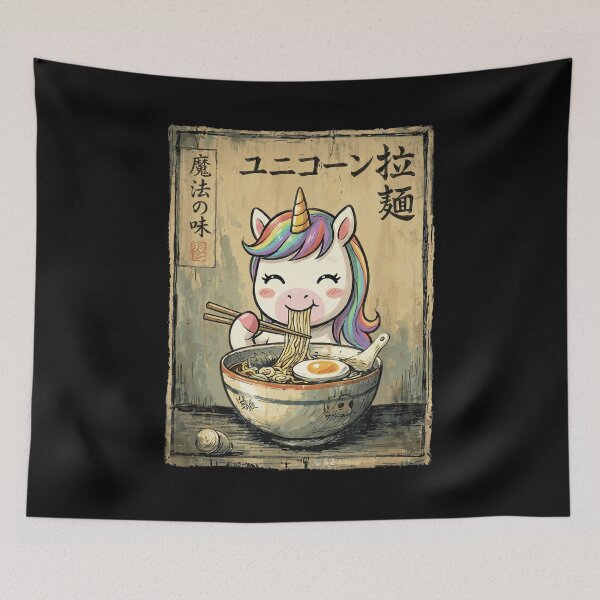 Item preview, Happy Unicorn Ramen Noodles Magical Japanese Food Design Funny Meme designed and sold by Bongocomic.