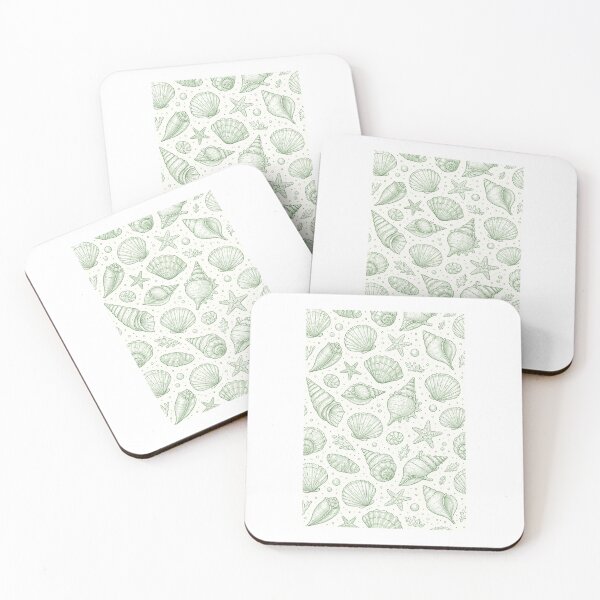 Item preview, hand drawn light green sea shells designed and sold by VIBEMARTbyeljo.