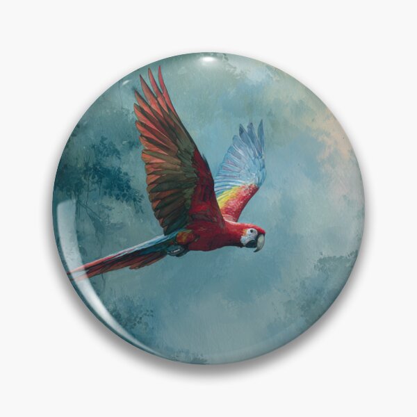 Item preview, A Scarlet Macaw flying through a lush rainforest canopy, Birds in Motion designed and sold by CDC40.