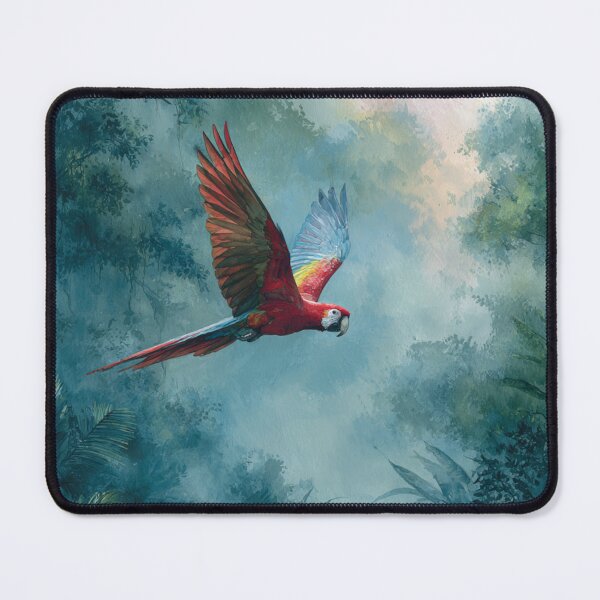 Item preview, A Scarlet Macaw flying through a lush rainforest canopy, Birds in Motion designed and sold by CDC40.