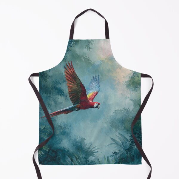 Item preview, A Scarlet Macaw flying through a lush rainforest canopy, Birds in Motion designed and sold by CDC40.