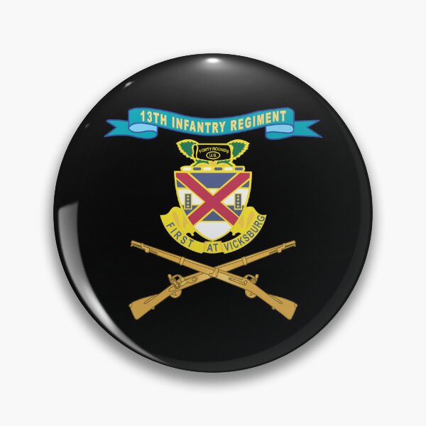 Artikelvorschau, Armee – 13. Infanterieregiment – DUI mit Band – Br X 300 entworfen und verkauft von Military Insignia Products.