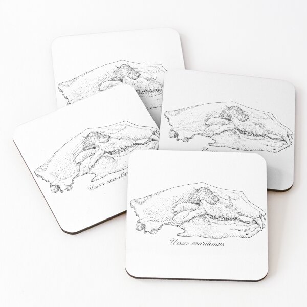 Item preview, Polar bear skull in pen and ink designed and sold by Drawinism.