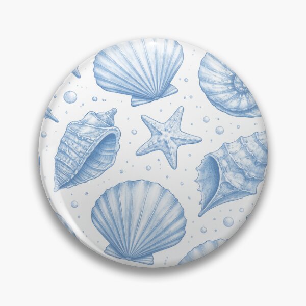 Item preview, hand drawn blue sea shells designed and sold by VIBEMARTbyeljo.
