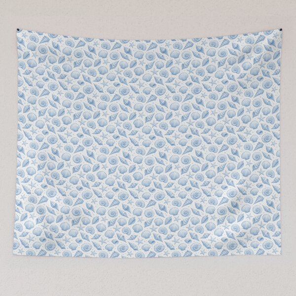 Item preview, hand drawn blue sea shells designed and sold by VIBEMARTbyeljo.