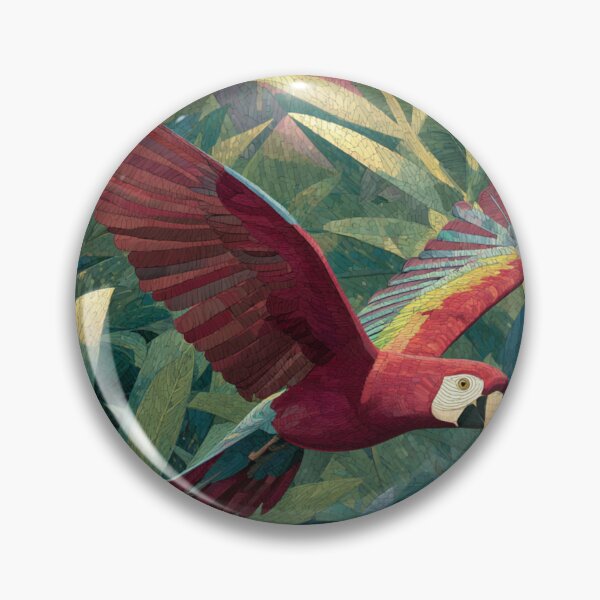 Item preview, A Scarlet Macaw flying through a lush rainforest canopy, Birds in Motion designed and sold by CDC40.