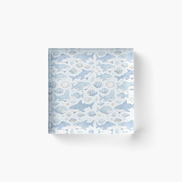 Item preview, a cozy blue sharks & fish design designed and sold by VIBEMARTbyeljo.