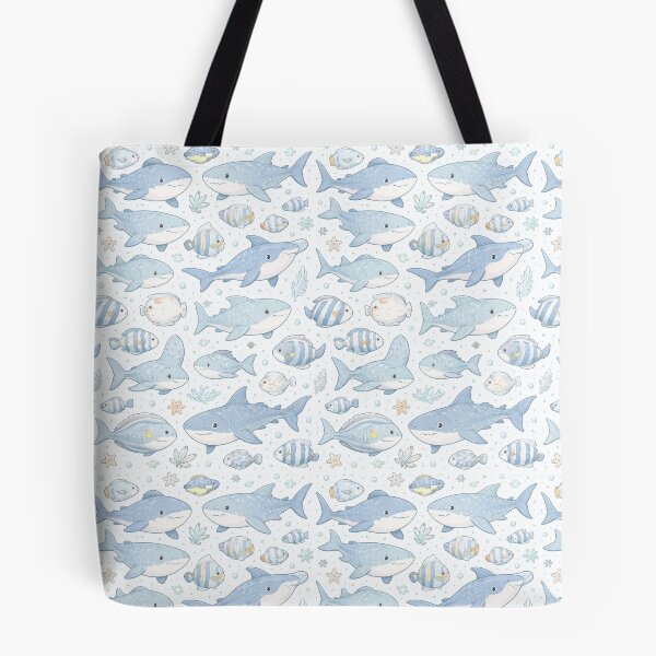 Item preview, a cozy blue sharks & fish design designed and sold by VIBEMARTbyeljo.