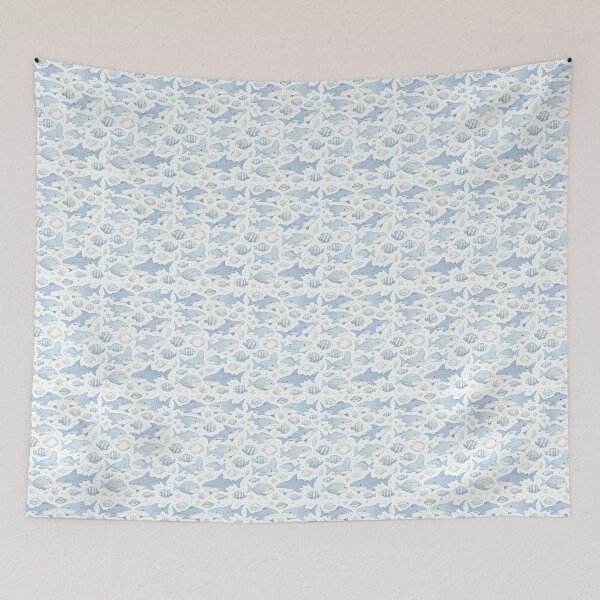 Item preview, a cozy blue sharks & fish design designed and sold by VIBEMARTbyeljo.