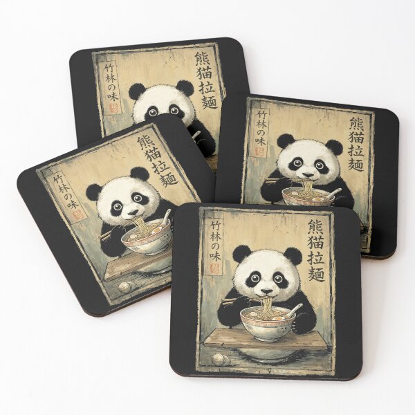 Item preview, Hungry Panda Eating Ramen Noodles - Vintage Japanese Ukiyo-e Art designed and sold by Bongocomic.