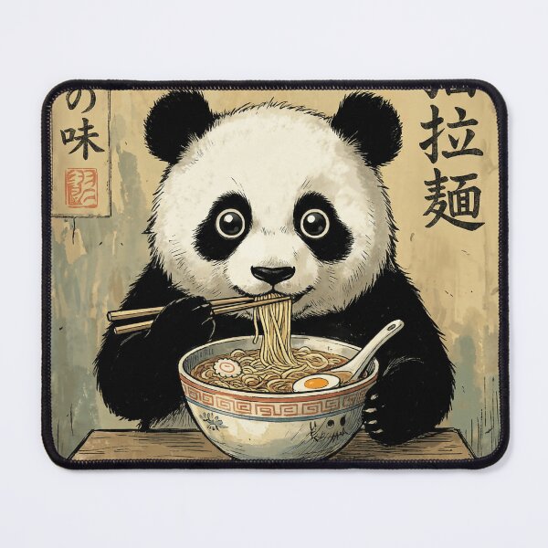 Item preview, Hungry Panda Eating Ramen Noodles - Vintage Japanese Ukiyo-e Art designed and sold by Bongocomic.