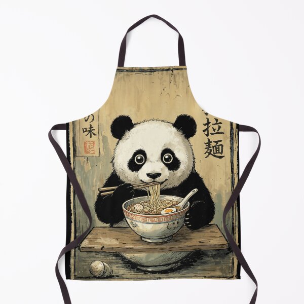 Item preview, Hungry Panda Eating Ramen Noodles - Vintage Japanese Ukiyo-e Art designed and sold by Bongocomic.
