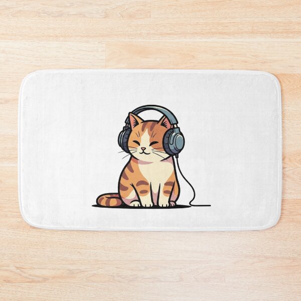 Item preview, Cute Orage Cat With Headphones – Music Lover Cat Design designed and sold by Low Social Battery Club.