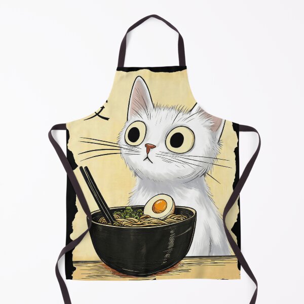 Item preview, Hungry White Cat Ramen Lover - Kawaii Japanese Noodle Feline Art designed and sold by Bongocomic.