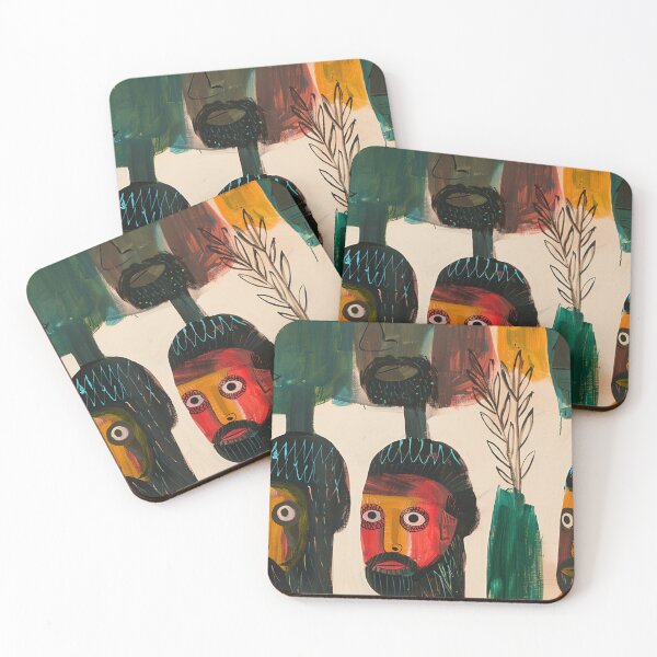 Item preview, The Outsiders - Abstract Expressionist Folk Art Portraits designed and sold by weirdfishes123.