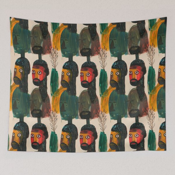 Item preview, The Outsiders - Abstract Expressionist Folk Art Portraits designed and sold by weirdfishes123.