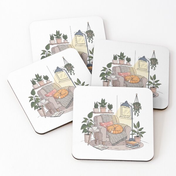 Item preview, Cozy Cat Reading Corner – Relaxing Cat Lover Illustration designed and sold by Low Social Battery Club.