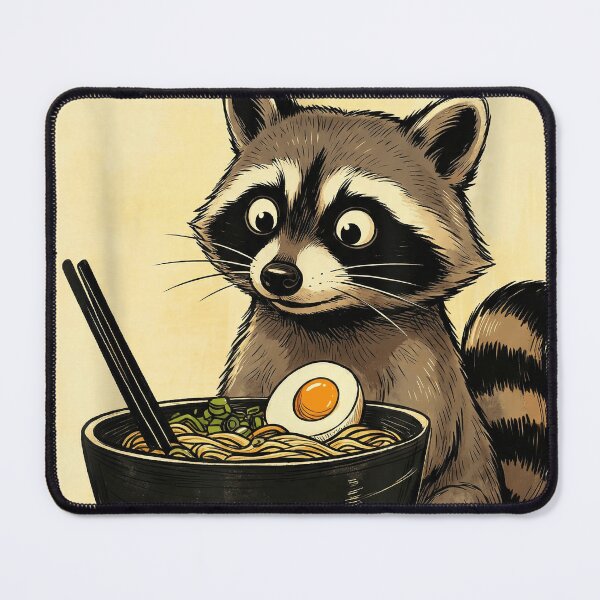 Item preview, Cute Raccoon Eating Ramen Japanese Tanuki Noodle Lover Art designed and sold by Bongocomic.