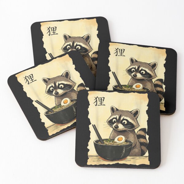 Item preview, Cute Raccoon Eating Ramen Japanese Tanuki Noodle Lover Art designed and sold by Bongocomic.