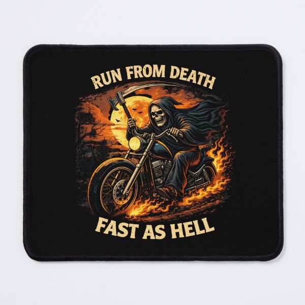 Item preview, Run From Death Fast As Hell – Grim Reaper Biker Motorcycle Dark Rider Design designed and sold by HubCreates.