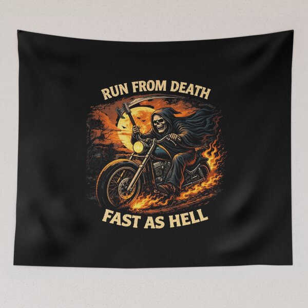 Item preview, Run From Death Fast As Hell – Grim Reaper Biker Motorcycle Dark Rider Design designed and sold by HubCreates.