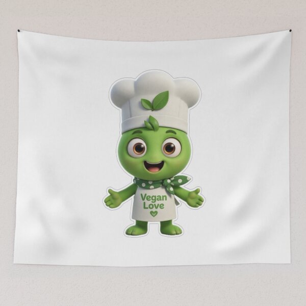 Item preview, Vegan Love – Cute Vegan Chef Mascot designed and sold by Wildborn74.