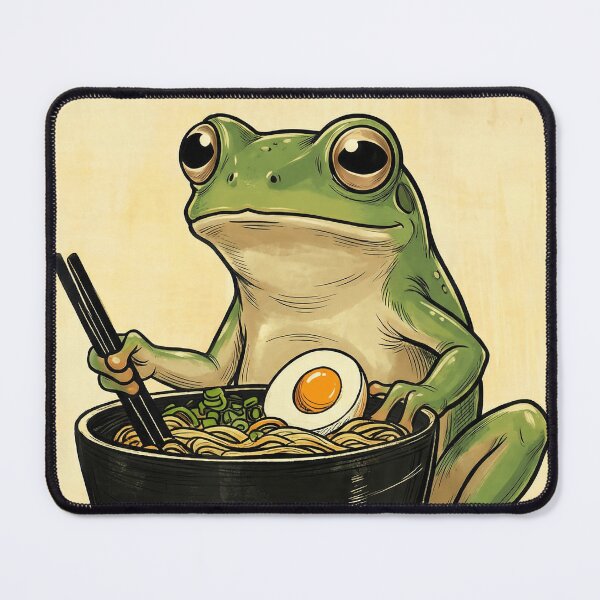 Item preview, Cute Ramen Frog Eating Noodles with Chopsticks - Japanese Kawaii Amphibian Foodie Design designed and sold by Bongocomic.