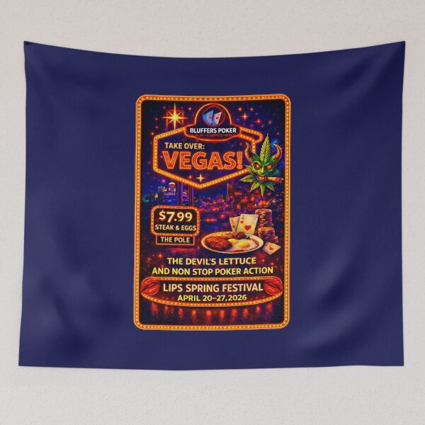 Item preview, Bluffers Poker Take Over Vegas Neon Sign, LIPS Spring Festival 2026 Retro Vegas Poster designed and sold by GhostDawgs.