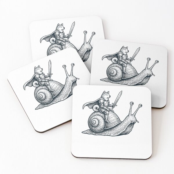 Item preview, Vinatge Akita Riding Snail Medieval Knight Dog Lover designed and sold by DoodleTortle.