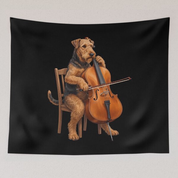 Item preview, Airedale Terrier Playing Cello Player Cellist Dog Lover designed and sold by TerryConnells.