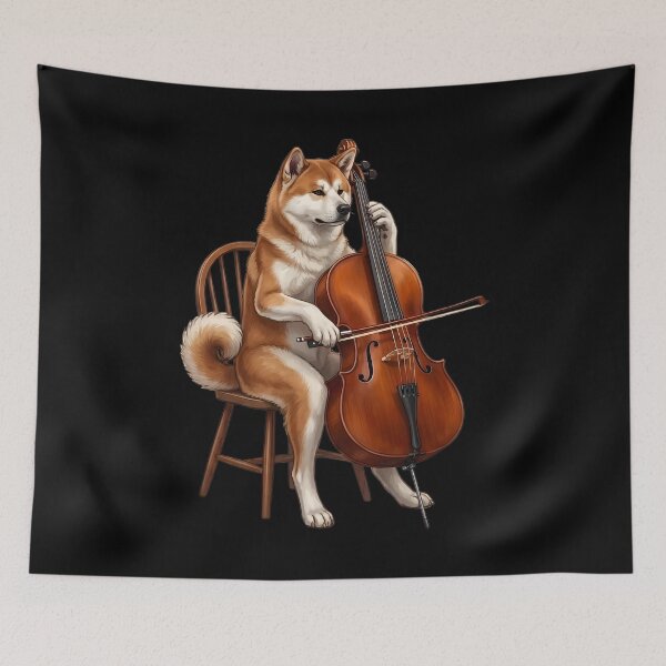 Item preview, Akita Playing Cello Player Cellist Dog Lover designed and sold by TerryConnells.