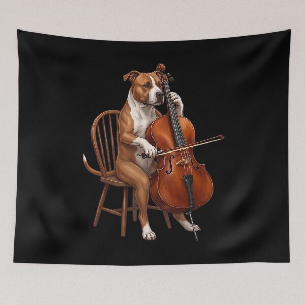 Item preview, American Staffordshire Terrier Playing Cello Player Cellist Dog Lover designed and sold by TerryConnells.