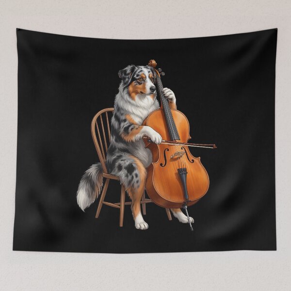 Item preview, Australian Shepherd Playing Cello Player Cellist Dog Lover designed and sold by TerryConnells.