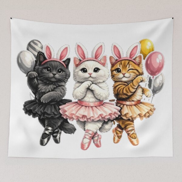 Item preview, Ballet Cat Bunny Rabbit Ears and Ballons Congratulations designed and sold by JediKittenWars.